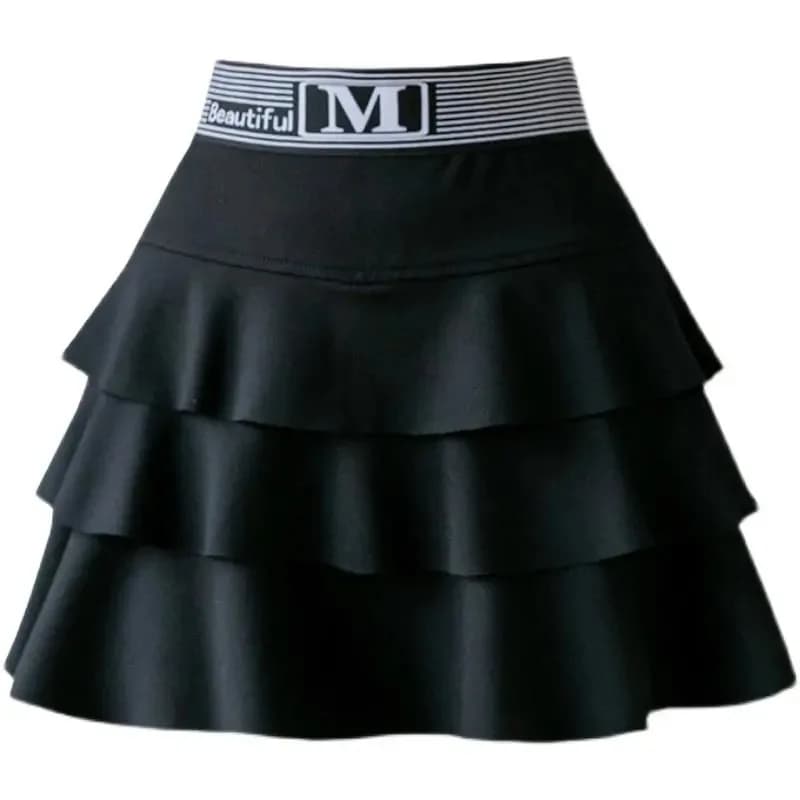 Black High Waist A-Line Puffy Skirt