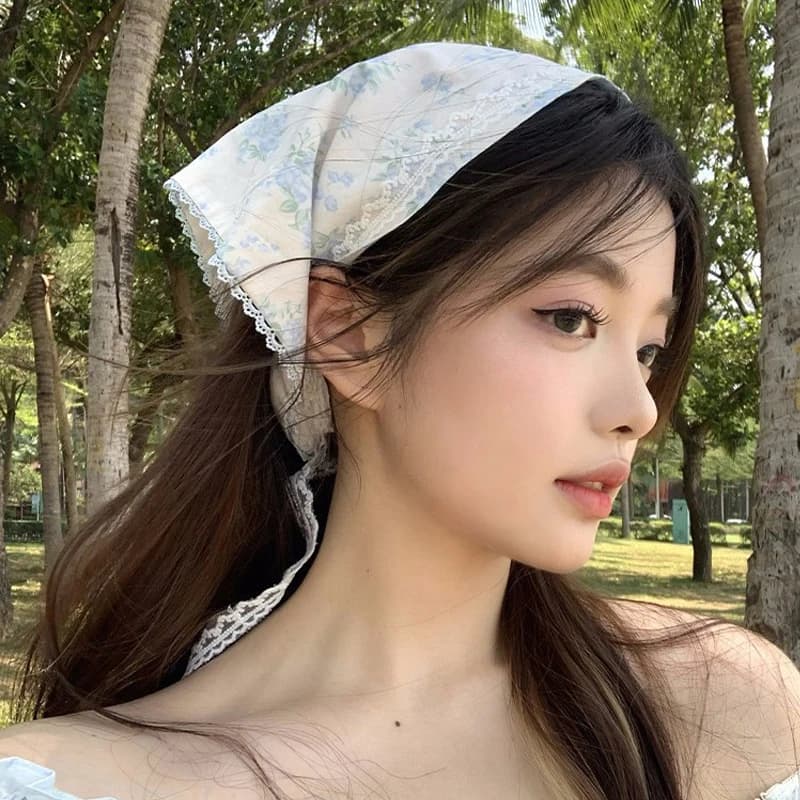 Women's Lace Floral Hair Bow Scarf