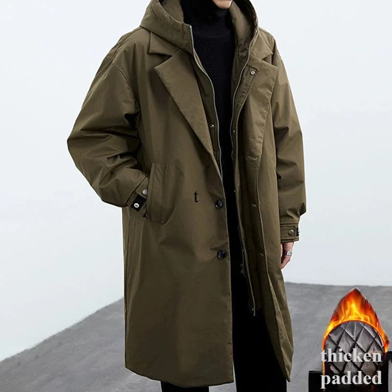 Men's Hooded Padded Trench Coat