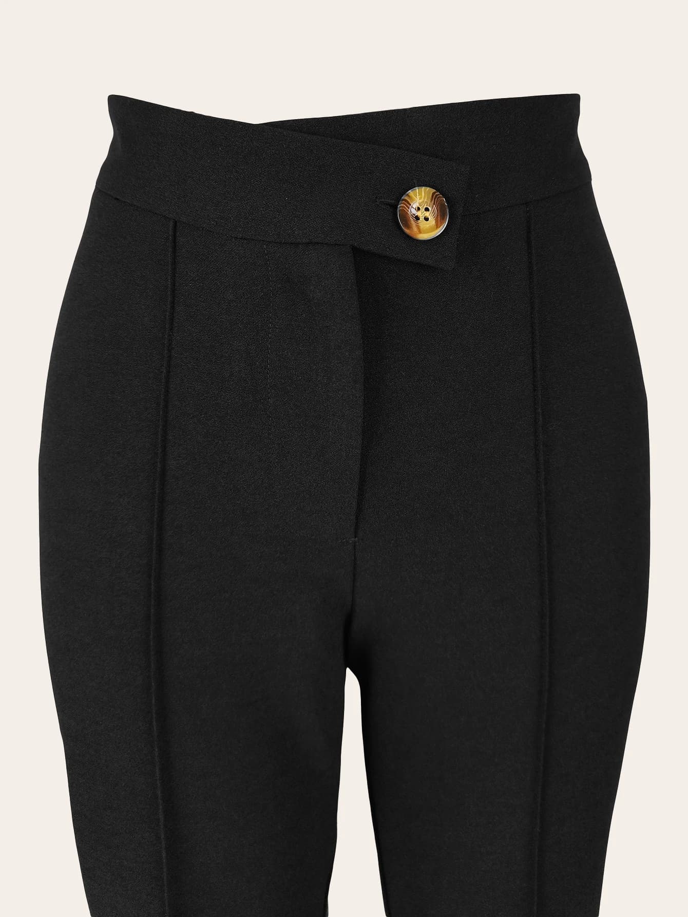 Women's Black High-Waist Straight Suit Pants