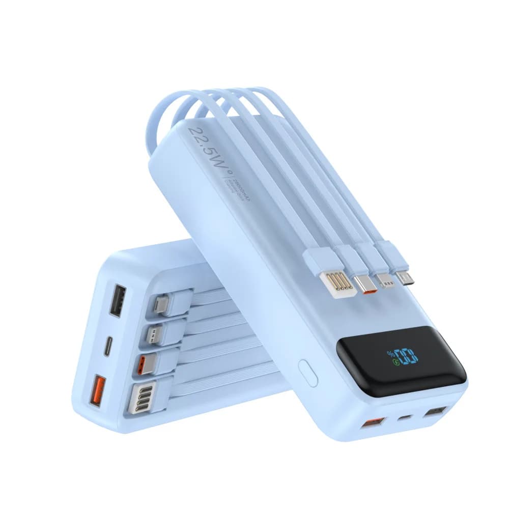 20000mAh Power Bank with Built-in Cables