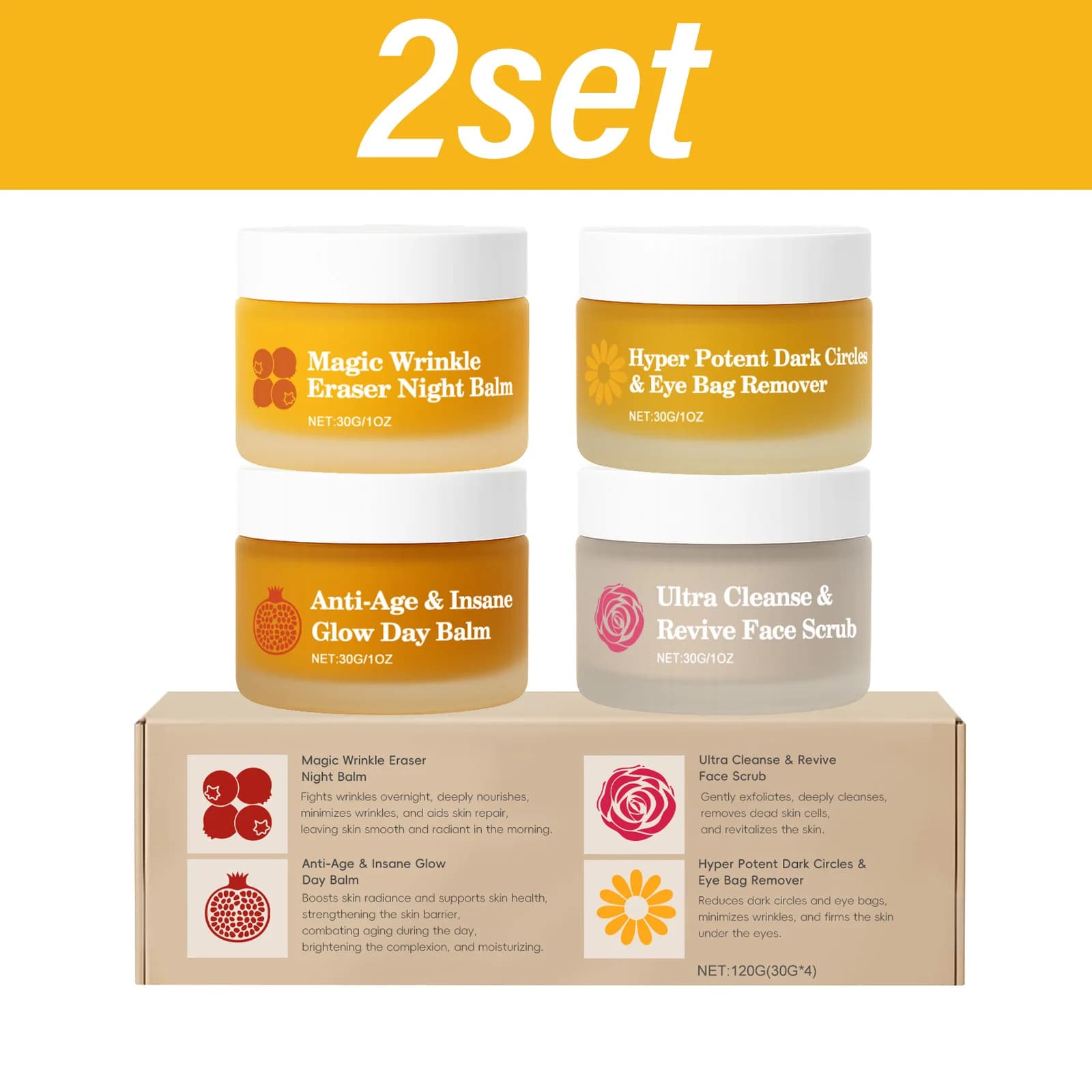Skincare Set Day Night Cream Eye Cream Face Scrub Moisturizing Revitalizing Firming Radiance Glow Hydrating Routine