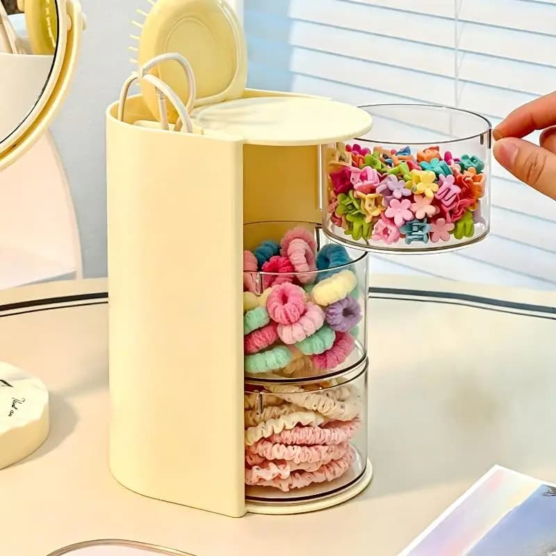 Hair Accessories Organizer With Hair Brush Holder, Rotatable Makeup Brush Holder For Necklaces, Earring, Bracelet, Ring, Makeup