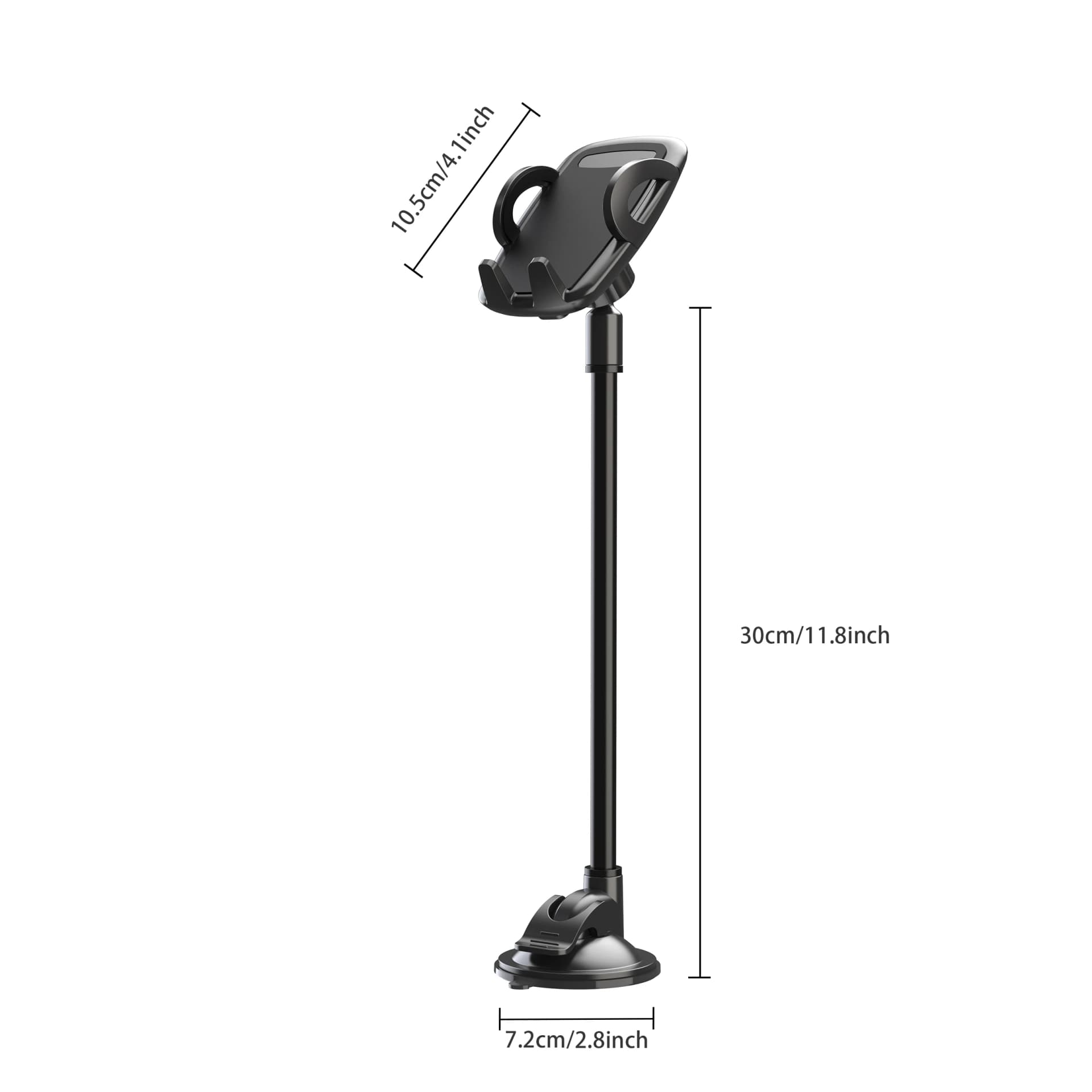 Solid Car Truck Phone Mount Holder with 11.8-Inch Gooseneck Long Arm Anti-Shake Stabilizer Compatible All Cell Phones iPhone