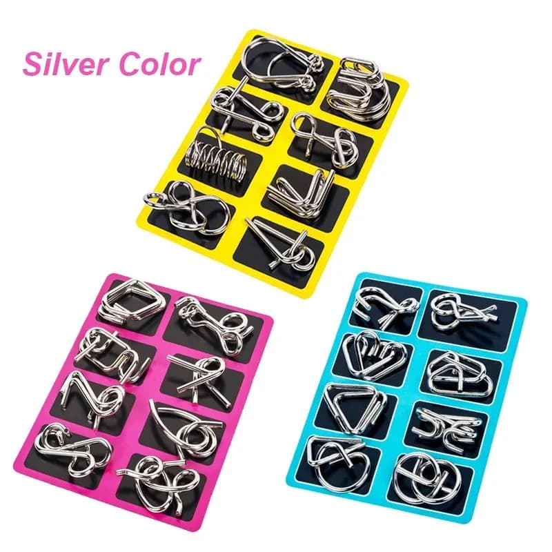 Metal Wire Puzzle Set - 8 Brain Teasers