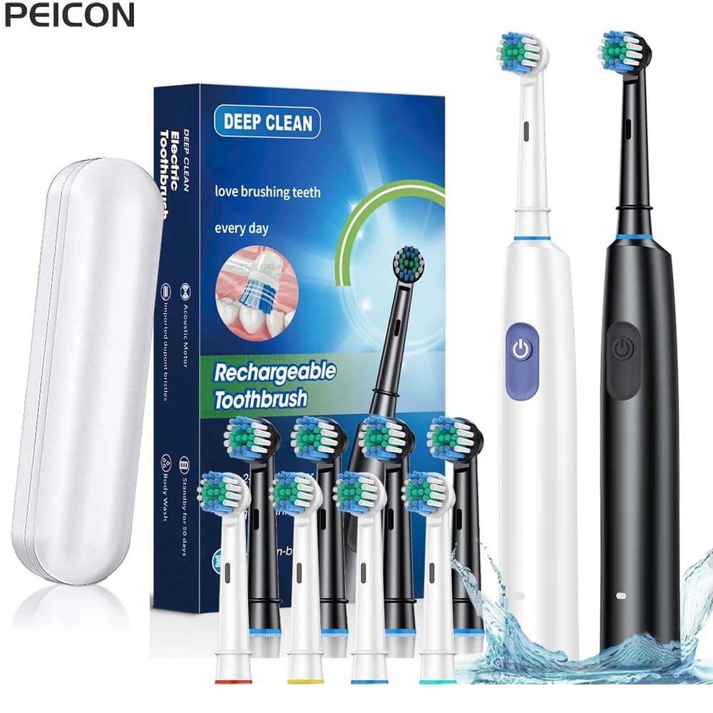 Electric Rotary Toothbrush With Eight Brush Heads