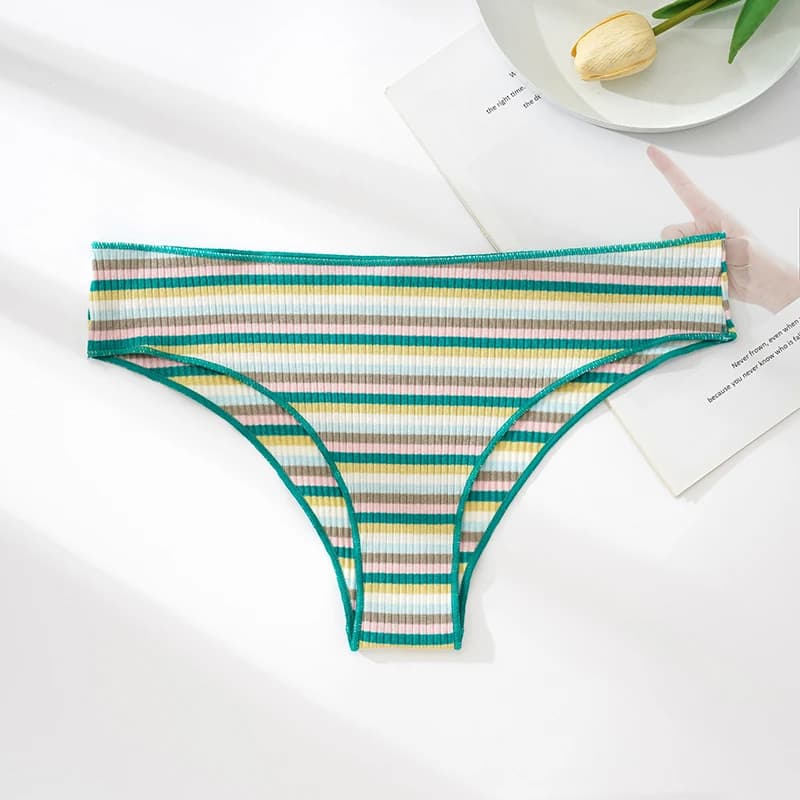 Colorful Striped Cotton Low-Waist Briefs
