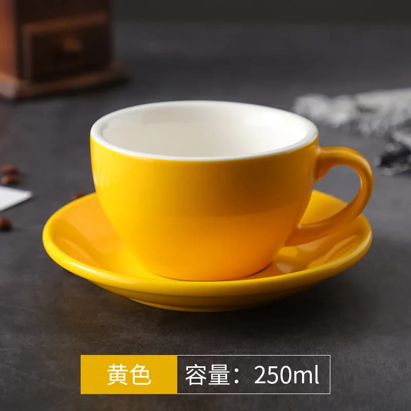 250ml Thickened Cup Large Capacity Creative Latte Art Cup Retro Colored Coffee Cup Afternoon Tea Dessert Tea Mug Home Decoration