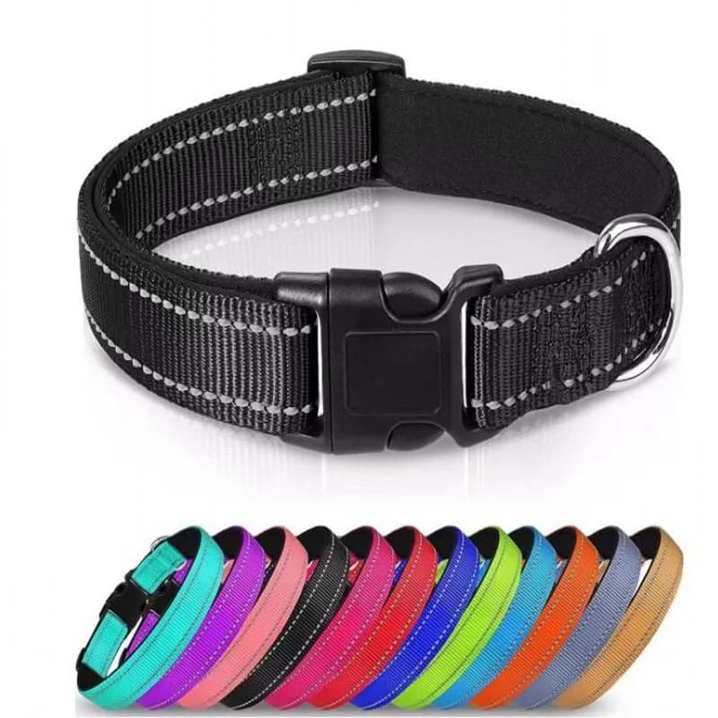 Dog Collar Reflective Adjustable Breathable Nylon Soft Padded DurableePet Collar for Small Medium Large Dog Bone Rope