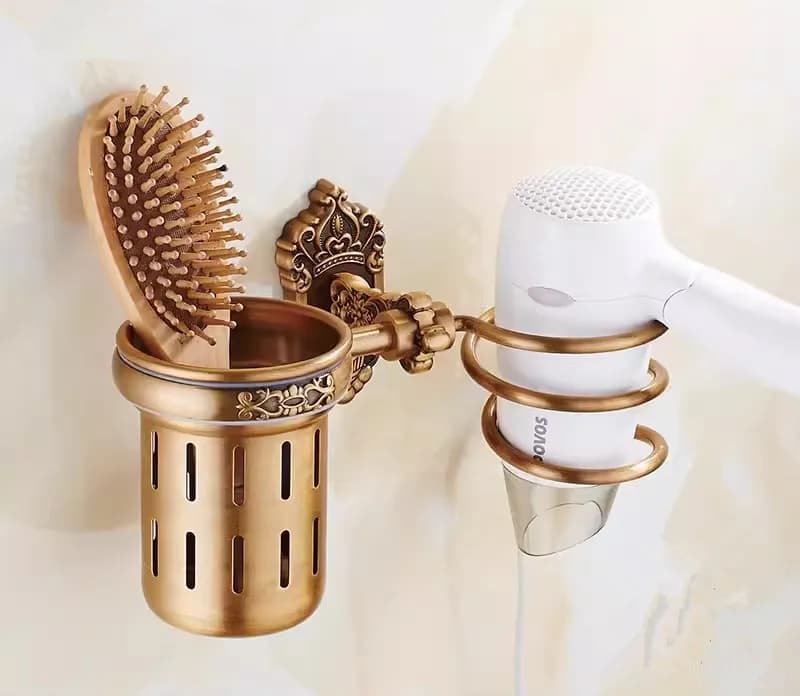 Antique Bronze Carved Bathroom Accessories Set