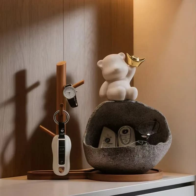 Kitchen Desk Storage Holder for Towel and Trinket Display