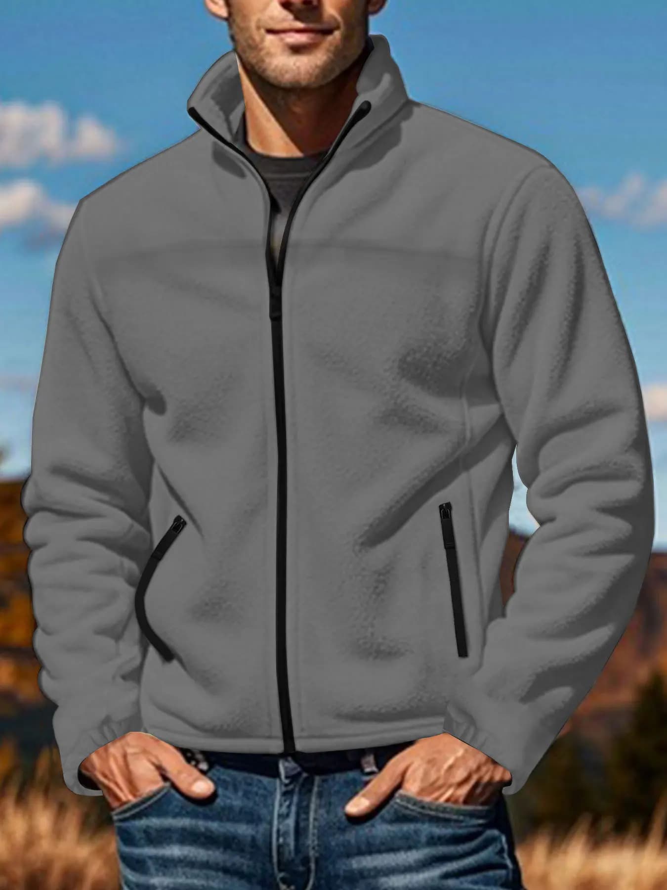 Stand Collar Zip Jacket