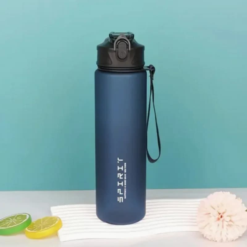 Sports Water Bottle with Time Tracker and Straw