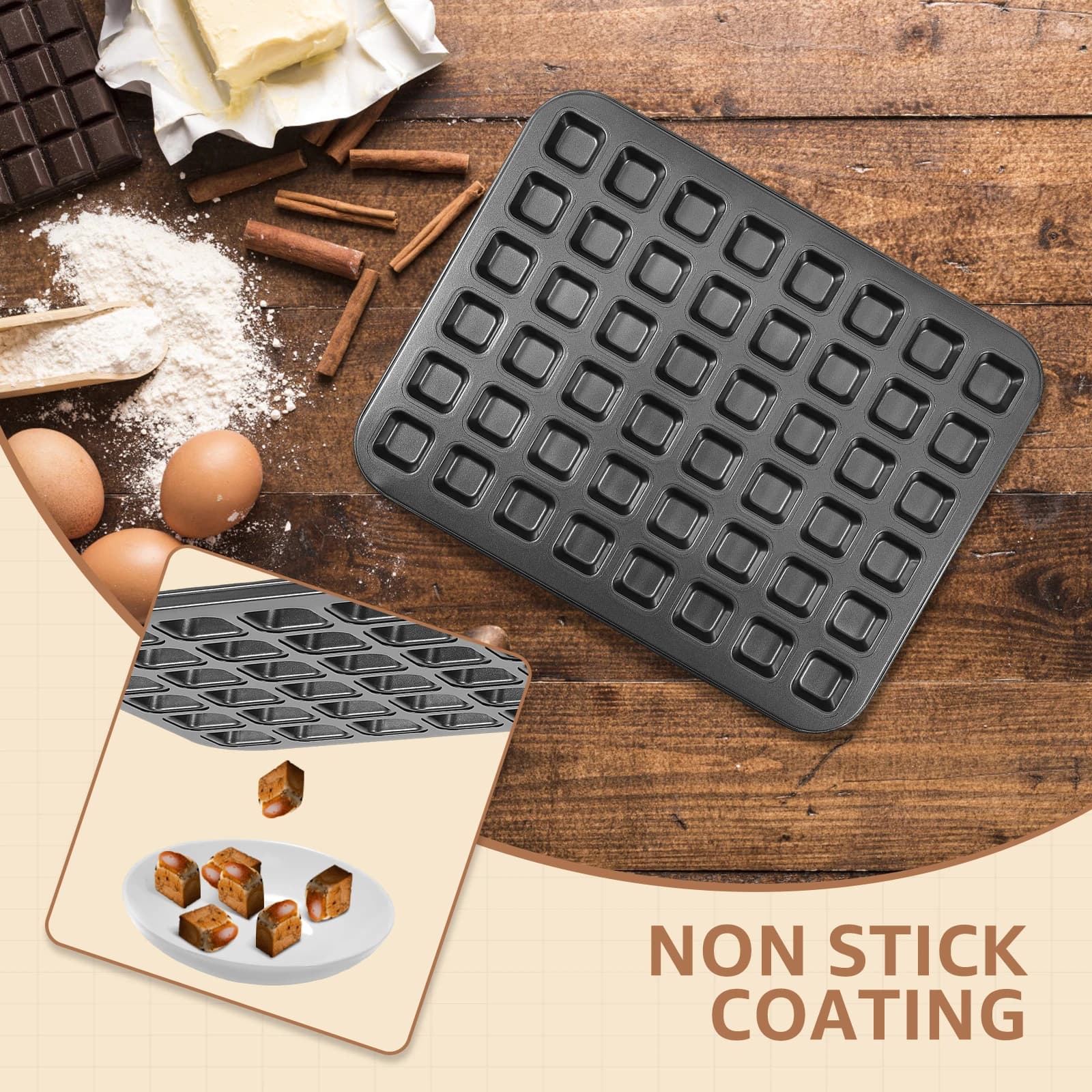 48 Cavity Mini Muffin Pan Carbon Steel Nonstick