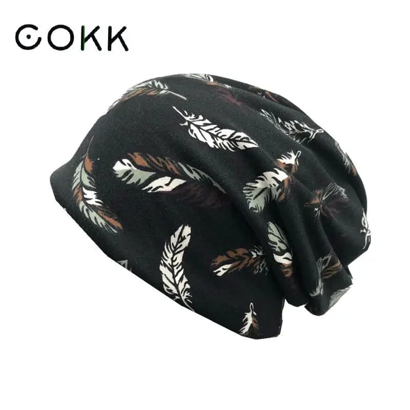 Feather Pattern Baggy Beanie