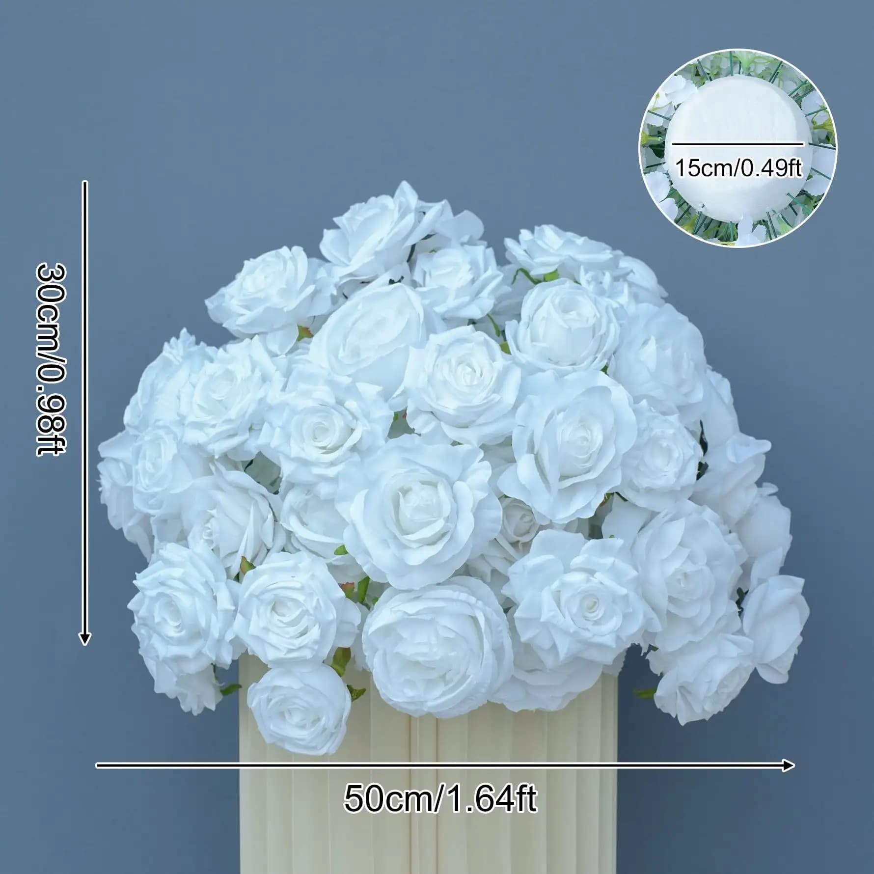Pure White Silk Rose Flower Row Runner