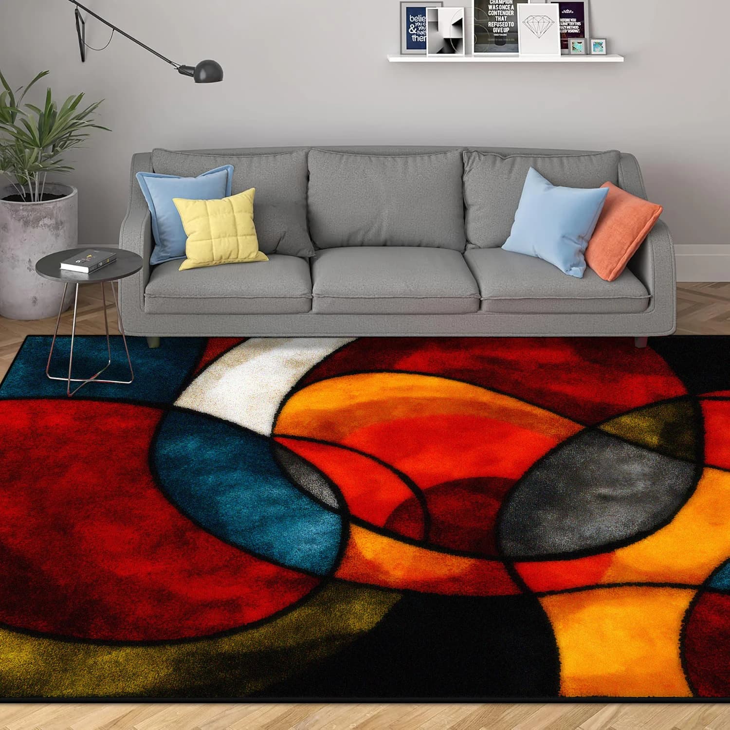 Modern Geometric Area Rug with Non-Slip Base