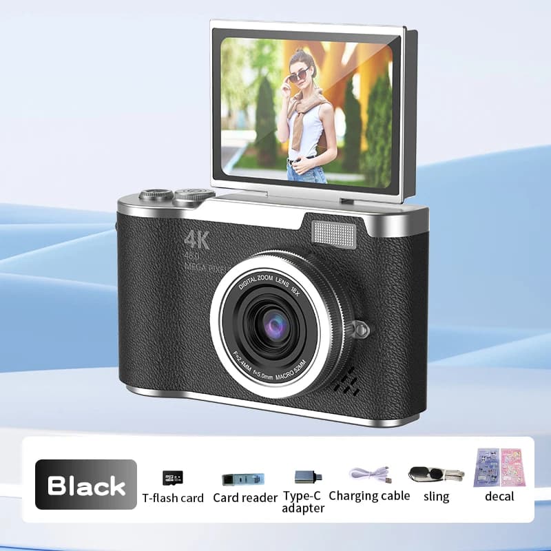 4K Digital Camera with 48MP and Flip Screen