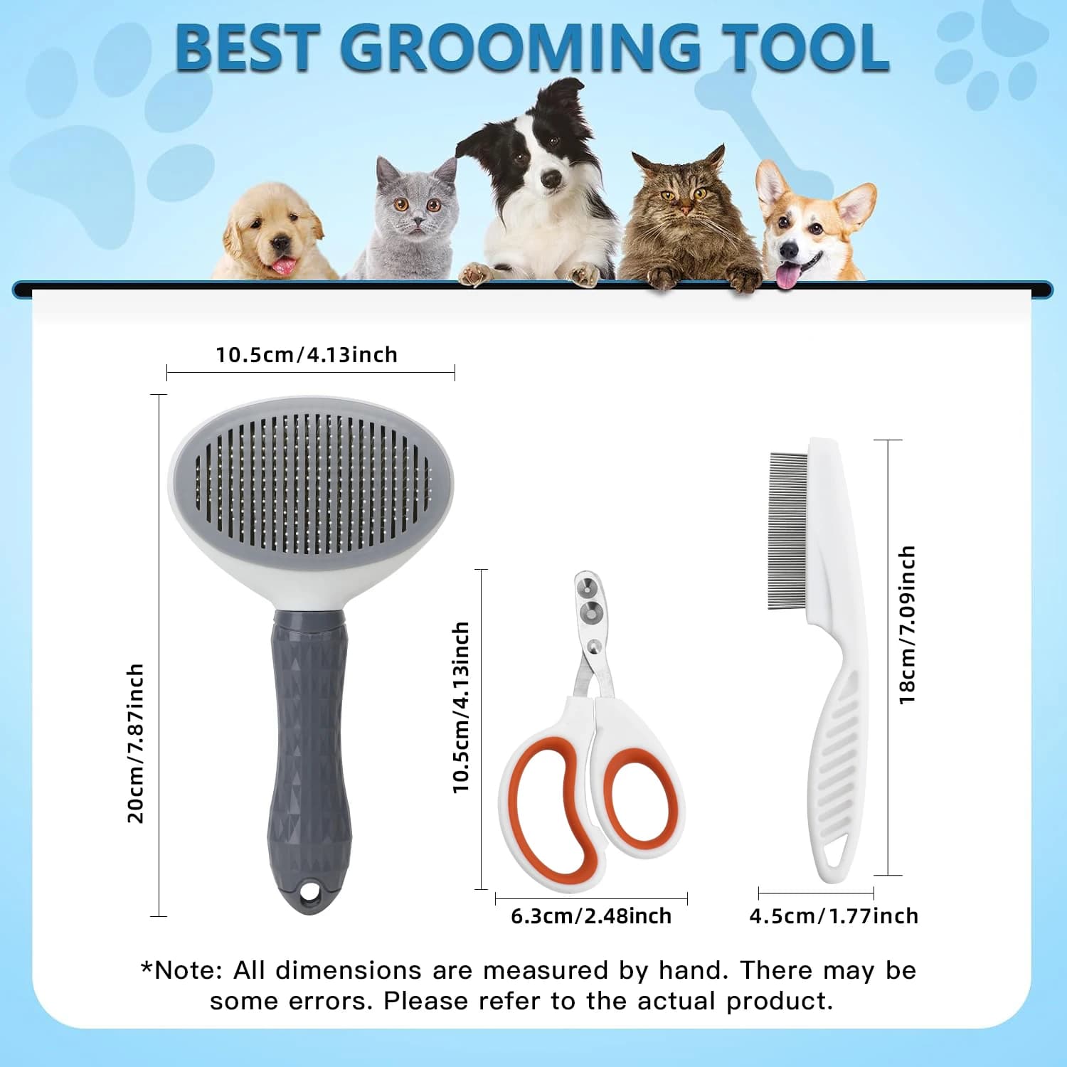 Pet Grooming Kit with Massage and Thick-Tooth Comb
