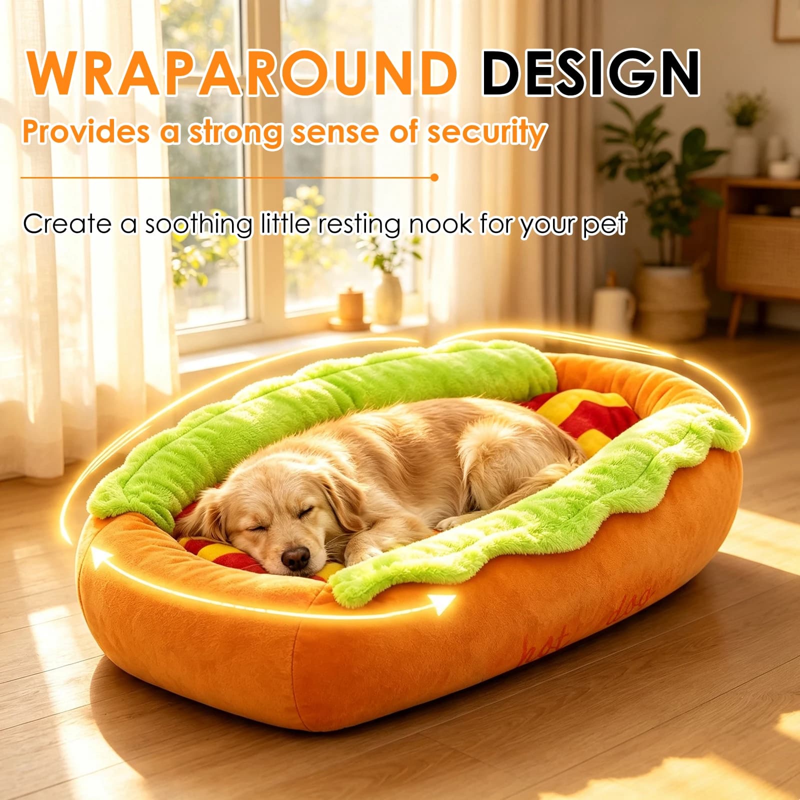 Hot Dog Bun Pet Bed Washable Cover