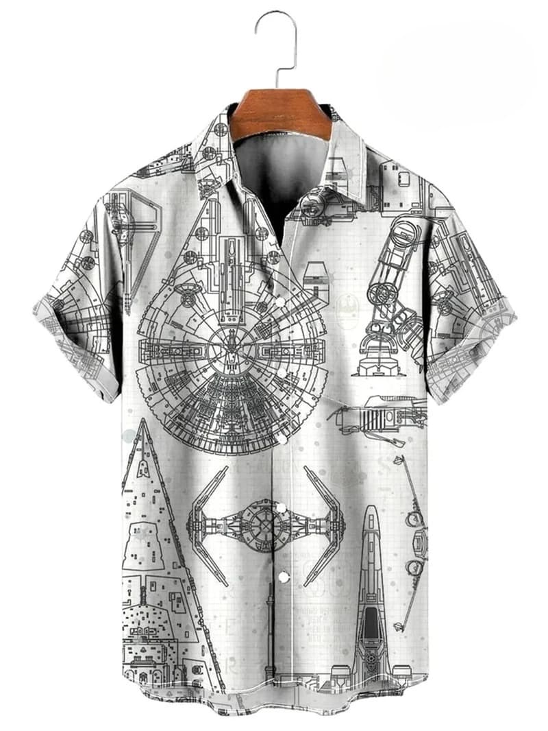 3D Map Print Hawaiian Button-Up Shirt
