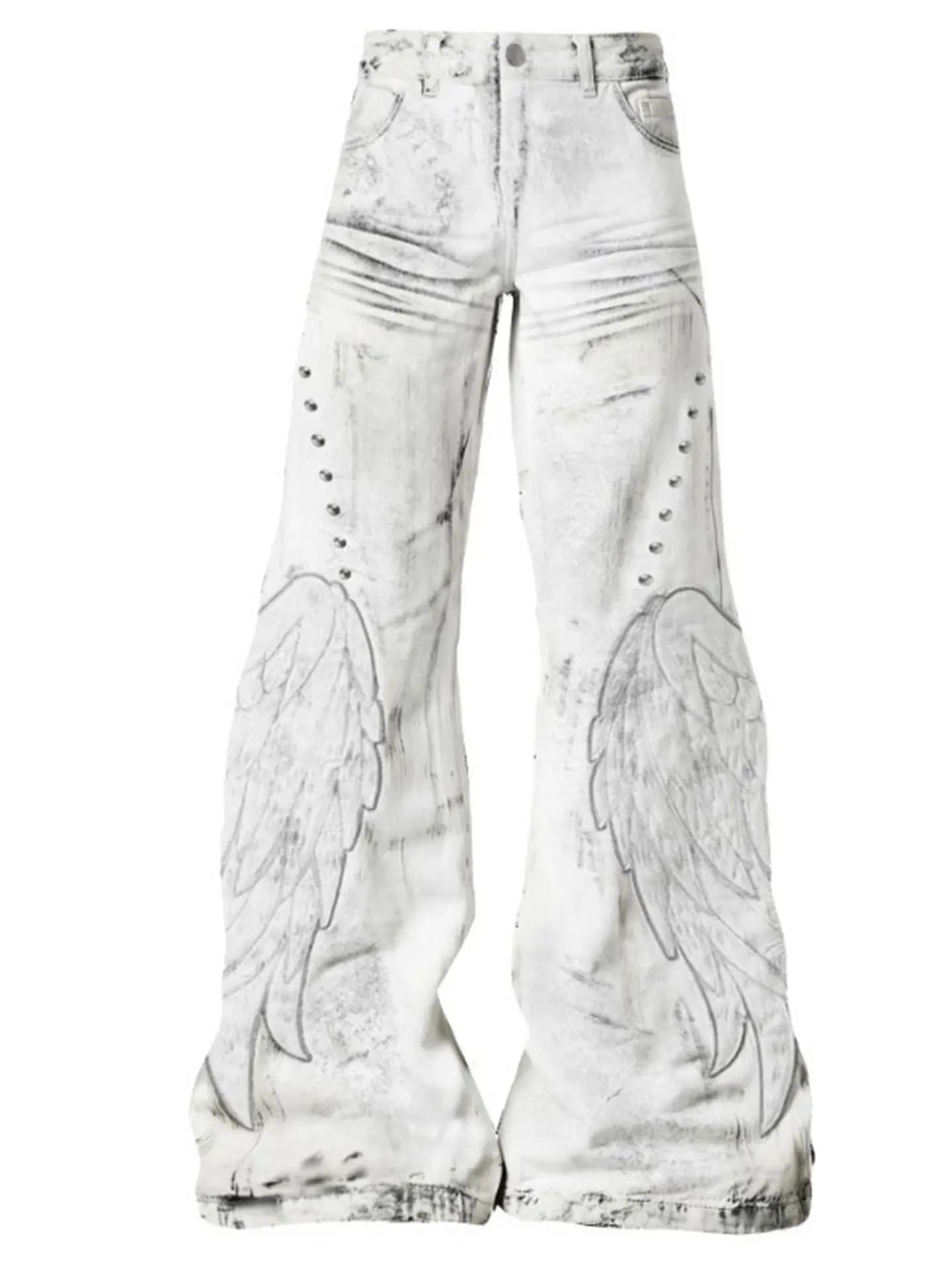 Men's White Wide Leg Casual Jeans