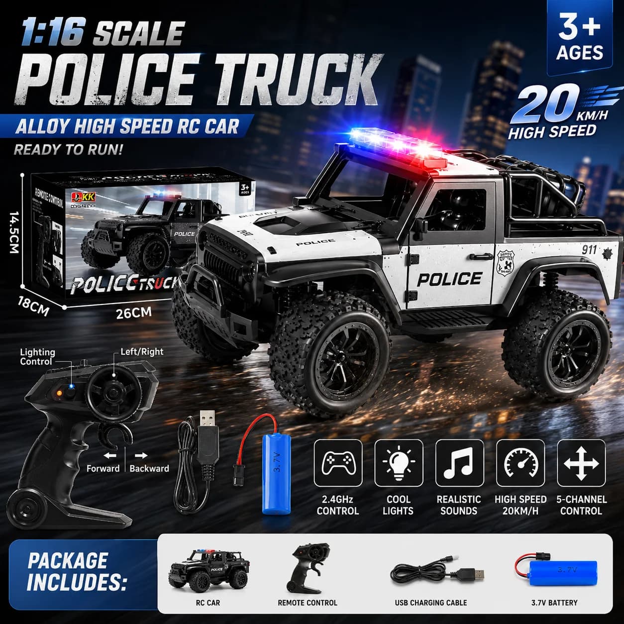 2.4G Remote Control Off-Road Police Car