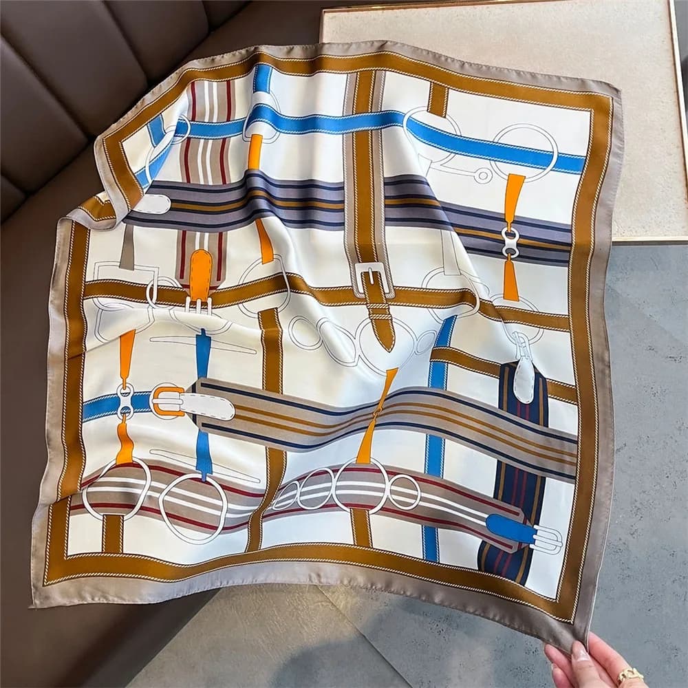 Square Silk Scarf with Lemon Print