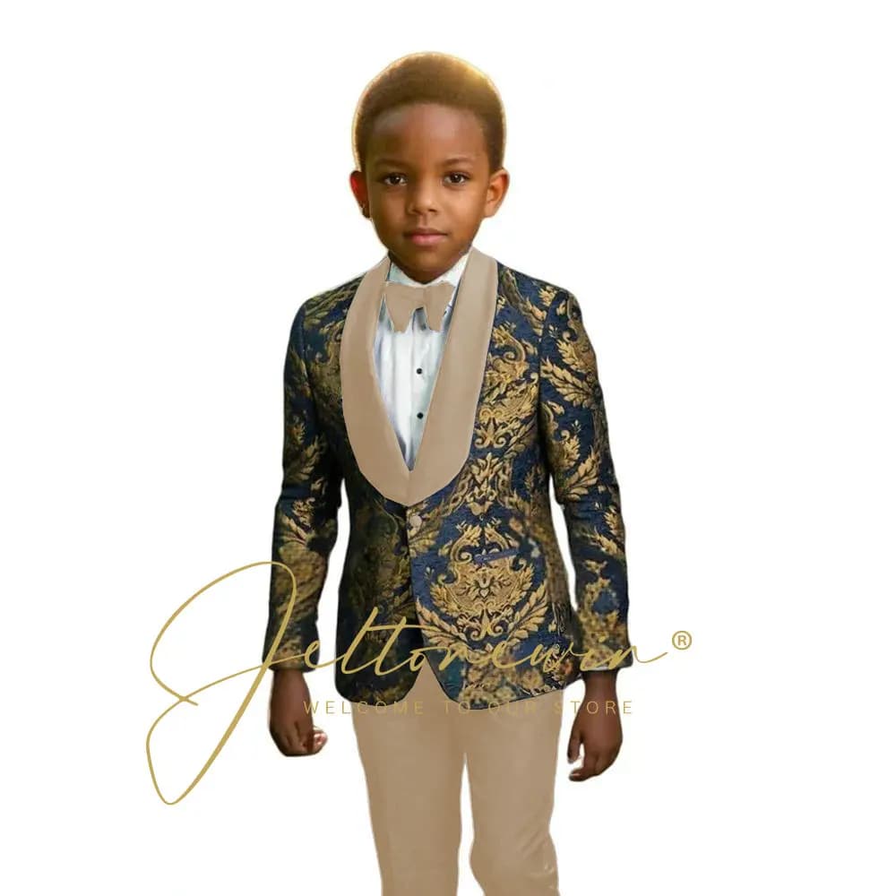 Navy Floral Boys Suit Set – 2 Pieces