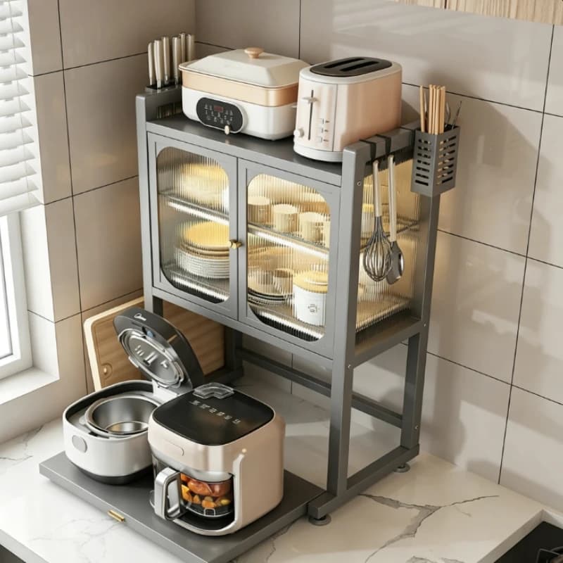 Countertop Kitchen Spoon Holder Door Storage Shelf
