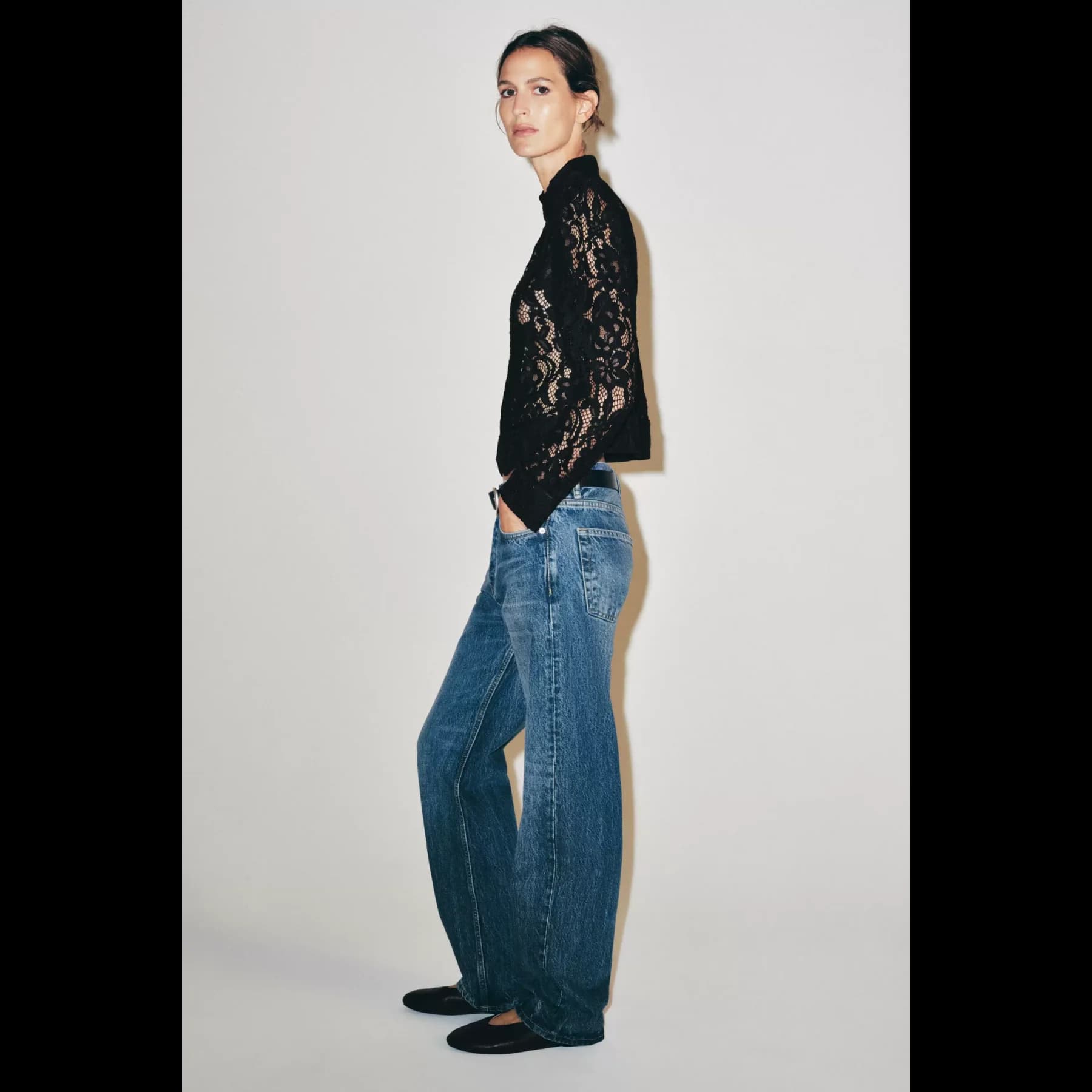 Women's Lace Blazer with Ruffle Detailing