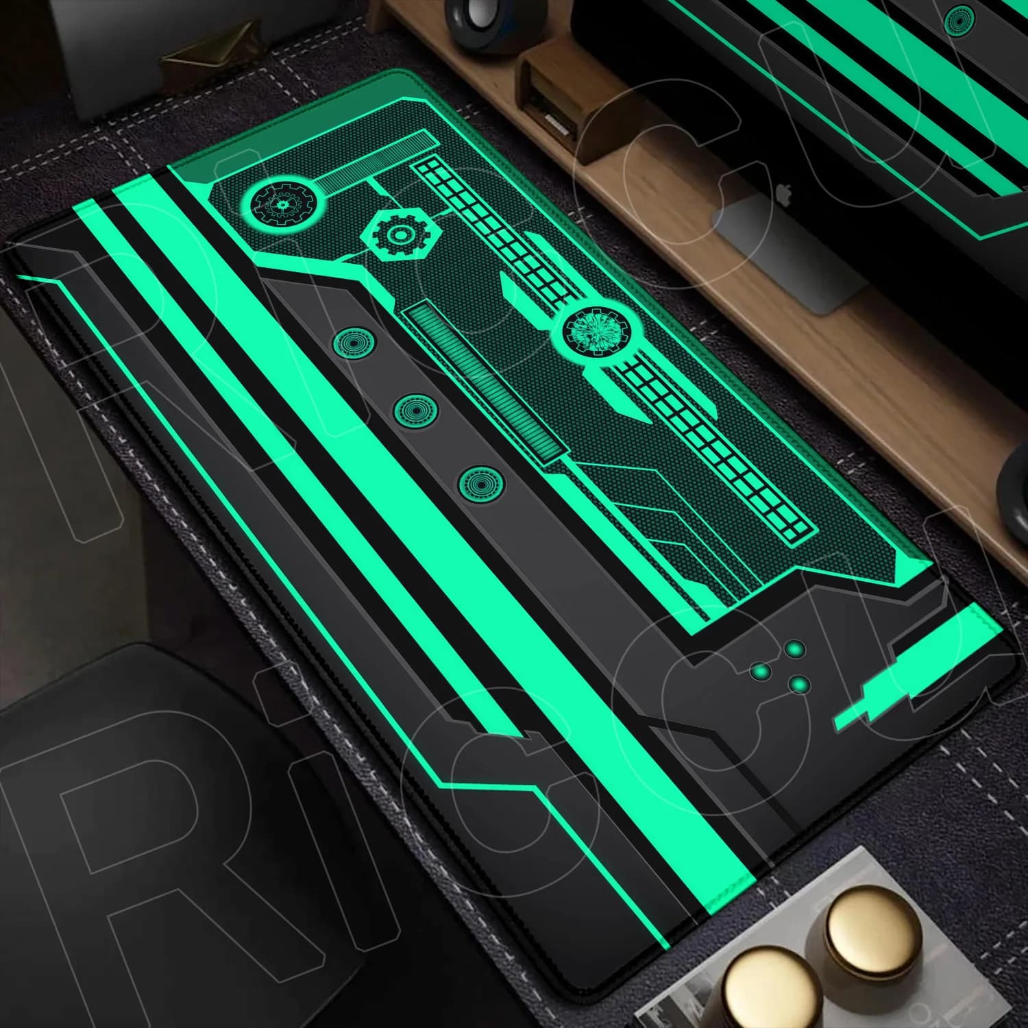 Large Gaming Desk Mouse Pad with Sci-Fi Design