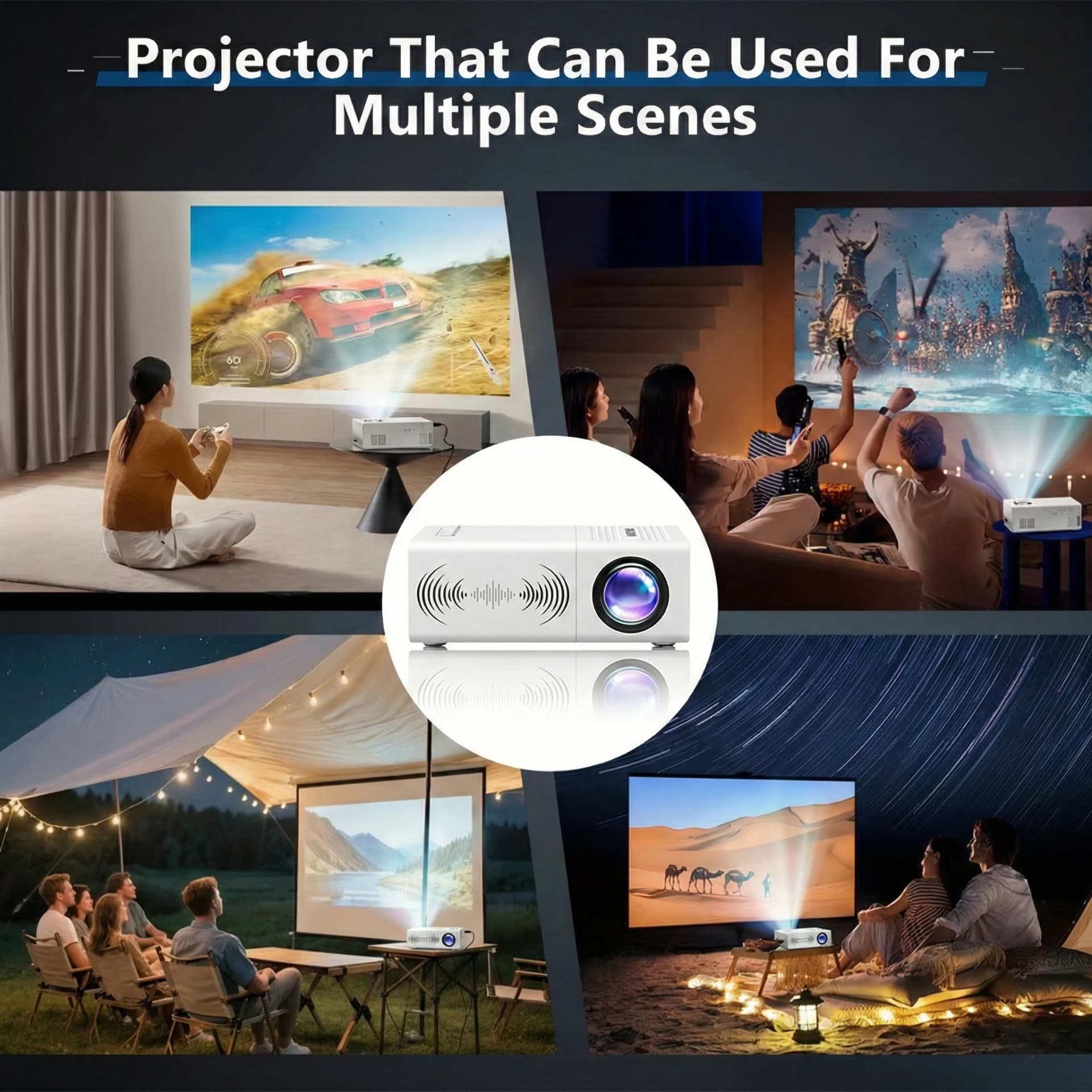 Portable Mini Projector For Multiple Scenes Built-In Speaker Compatible Tablet ,With Remote Control For Immersive Viewing Effect