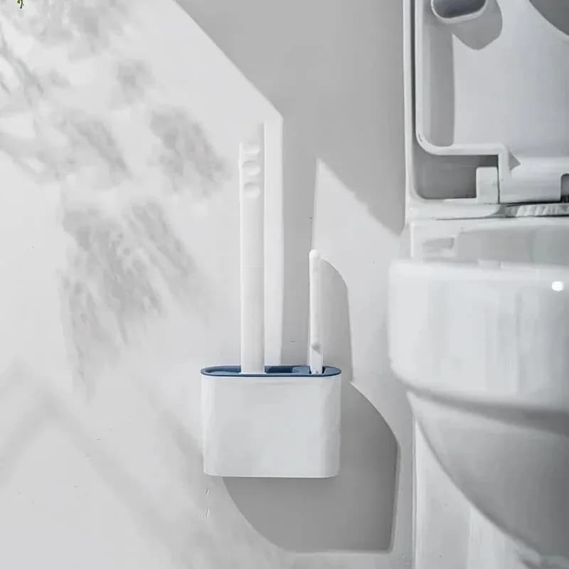 Silicone Toilet Brush with Wall-Mount Holder