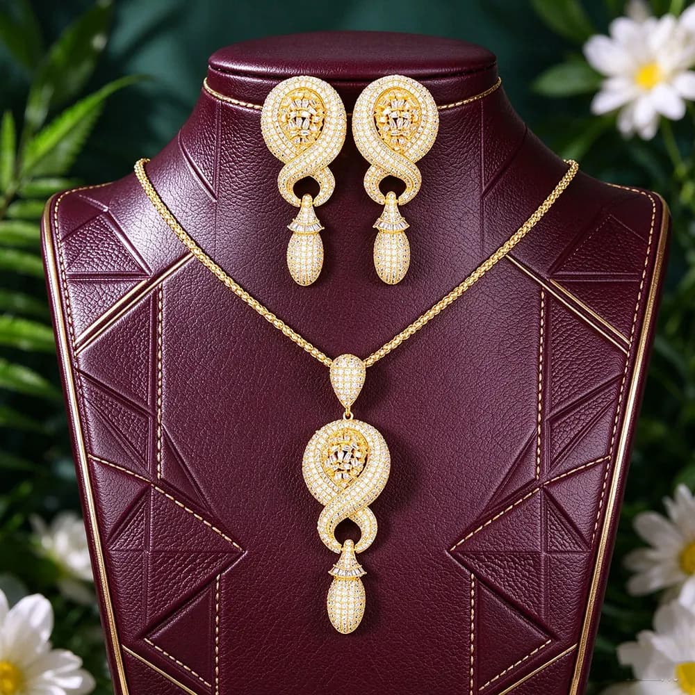Gold-Plated Cubic Zirconia Jewelry Set