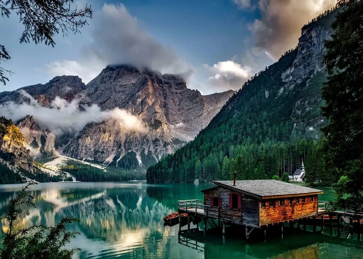Forest Mountain Lake Landscape Canvas Print