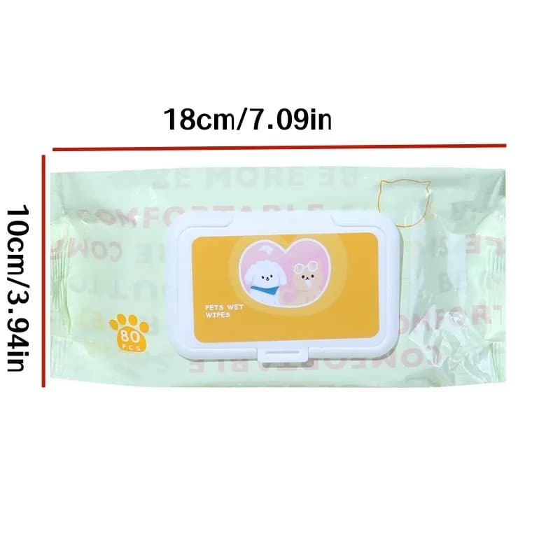 3 Packs, 80 Pet Wipes Per Pack, Pet Wipes for Cats and Dogs, Specially Designed for Wiping Tear Stains and Cleaning Body Parts, No-Rinse, Deodorizing, Cleaning Wet Wipes