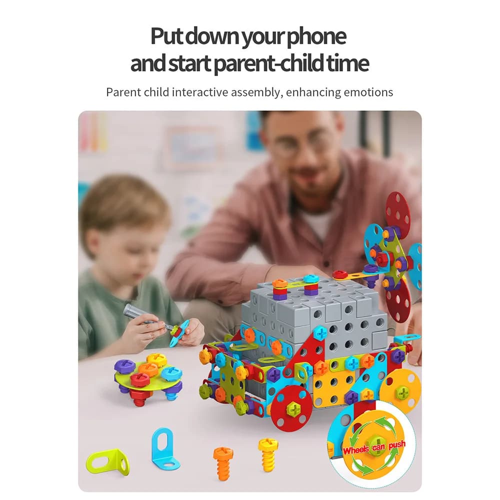 DIY Building Blocks Set with Tools and Storage
