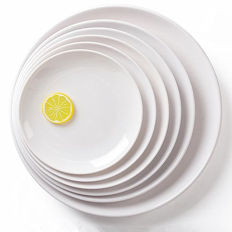 Round Melamine Dinner Plates White 8-14 Inch