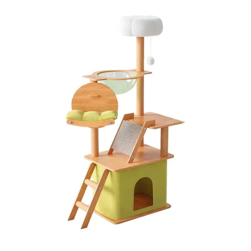 cat scratching post Wholesale Large Cat Tree House Climbing Frame Wood Pet Cat Flower Tree Interactive Cat Furniture Tower