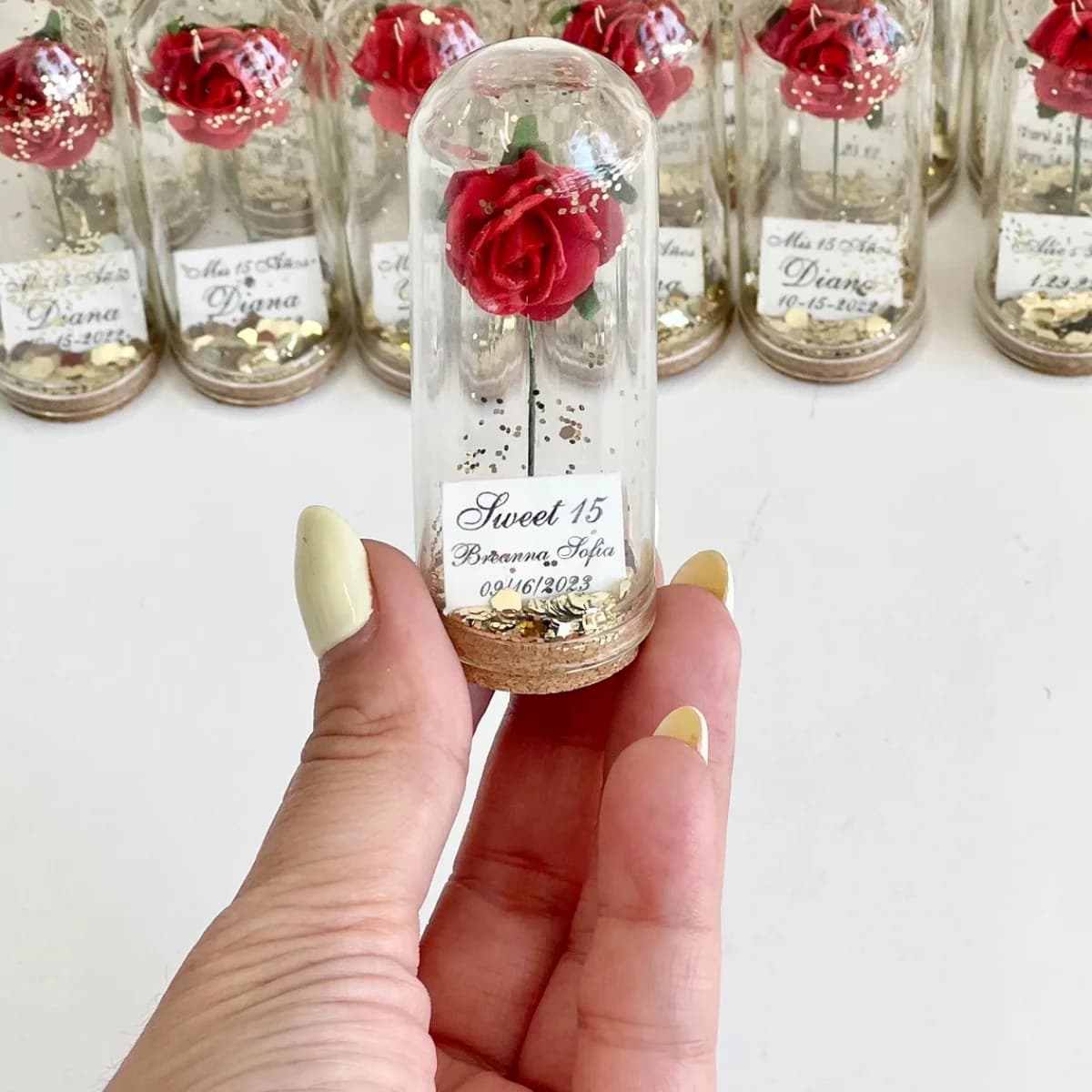 Personalized Glass Dome Rose Favors