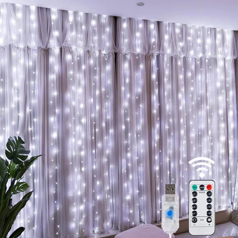 LED Fairy String Curtain Lights with Remote Control