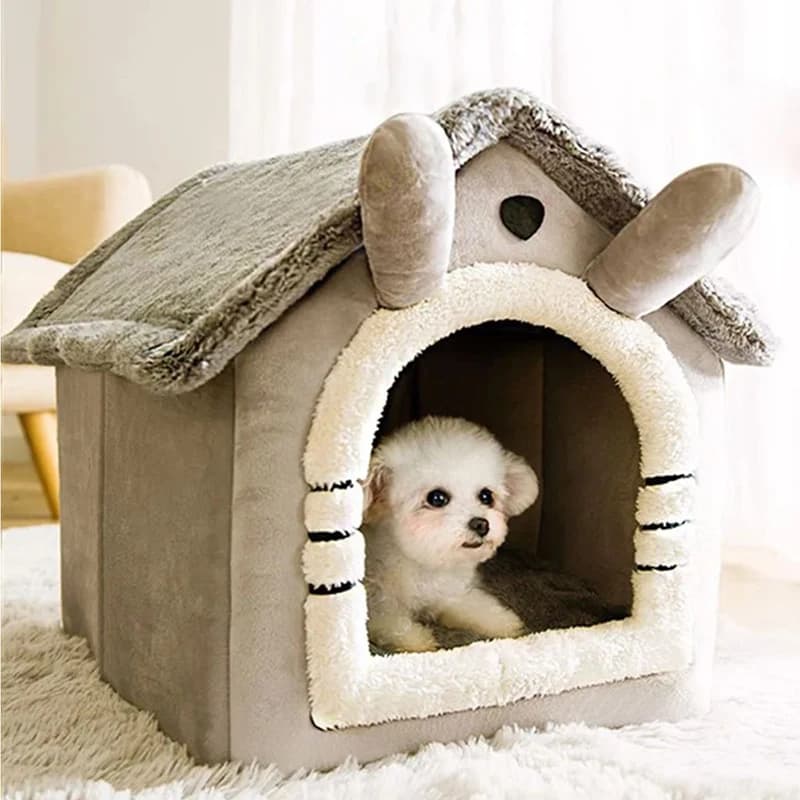 Indoor Soft Pet Bed Tent House with Removable Cushion