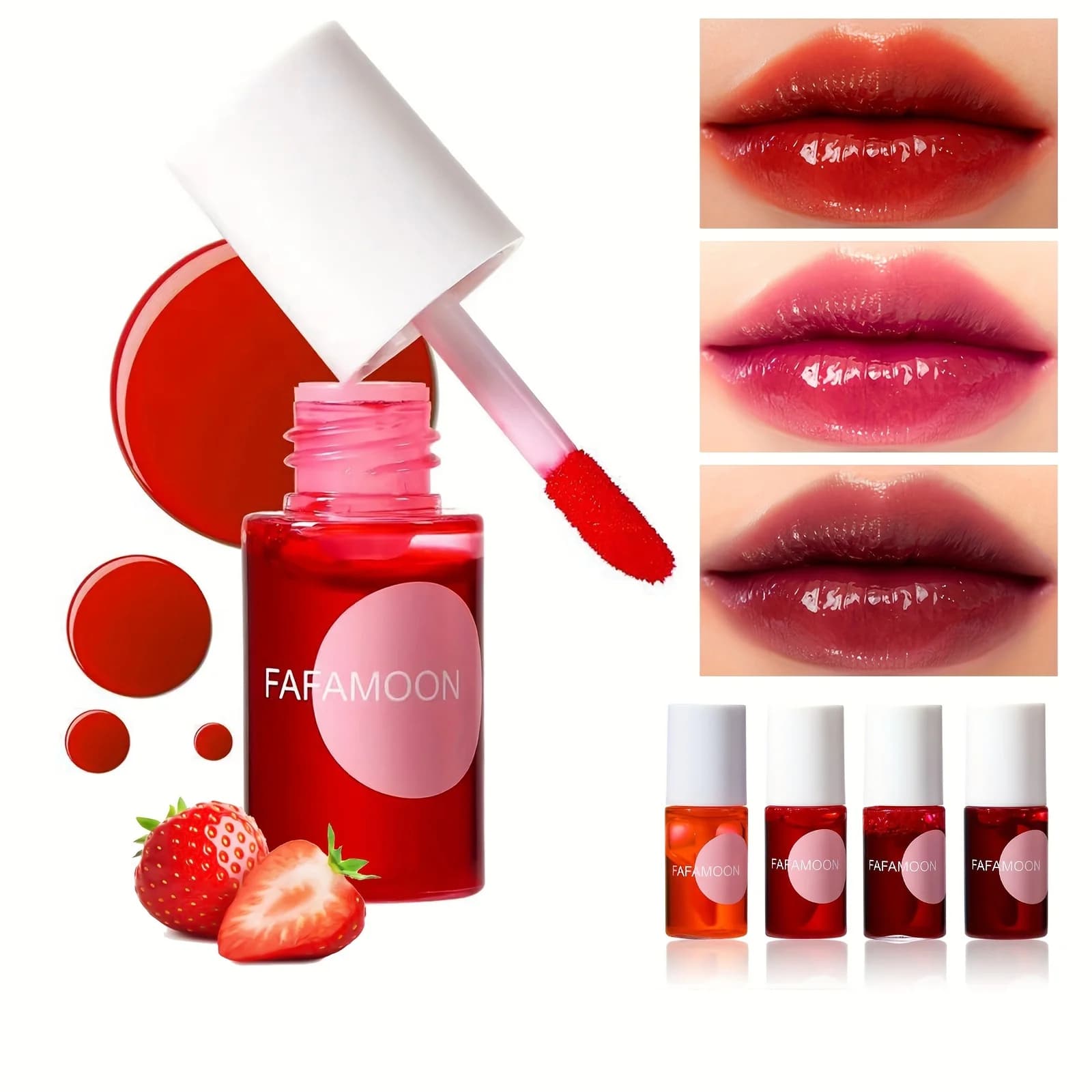 4 Color Fruity Lip Tint Water Gloss