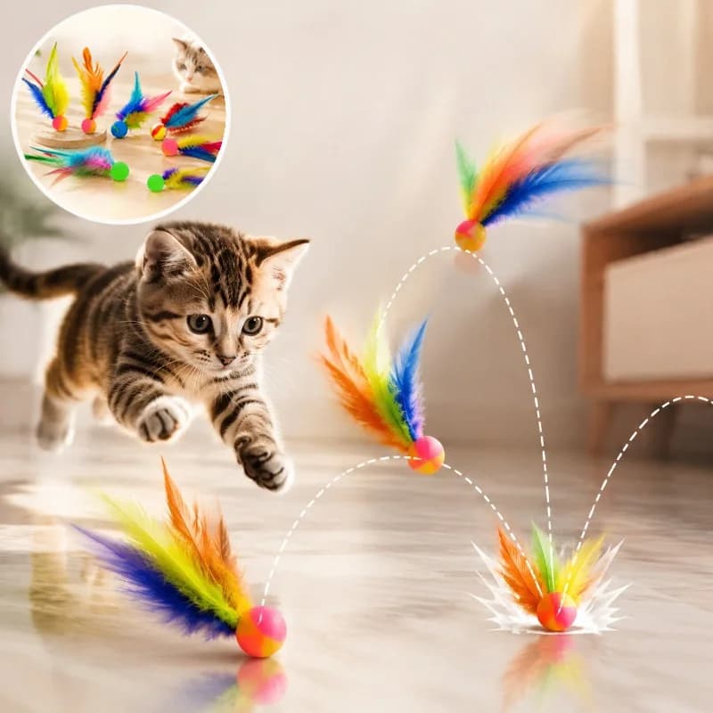 Cat Toy Interactive Ball Toy Pet Supplies Automatic Rolling Ball Cat Interactive Ball Toys Elastic Bouncy Cat Ball Toys