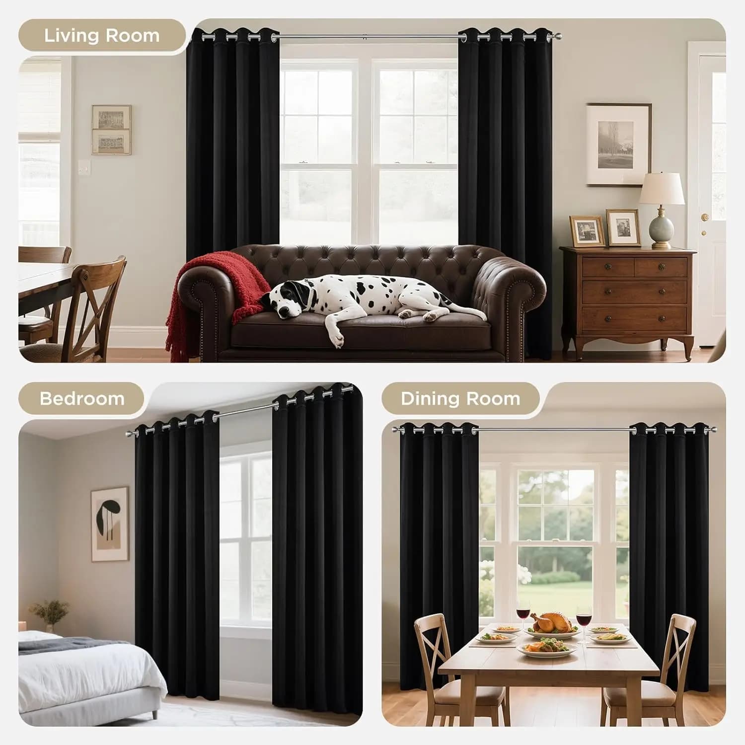Blackout Thermal Weave Textured Eyelet Curtains