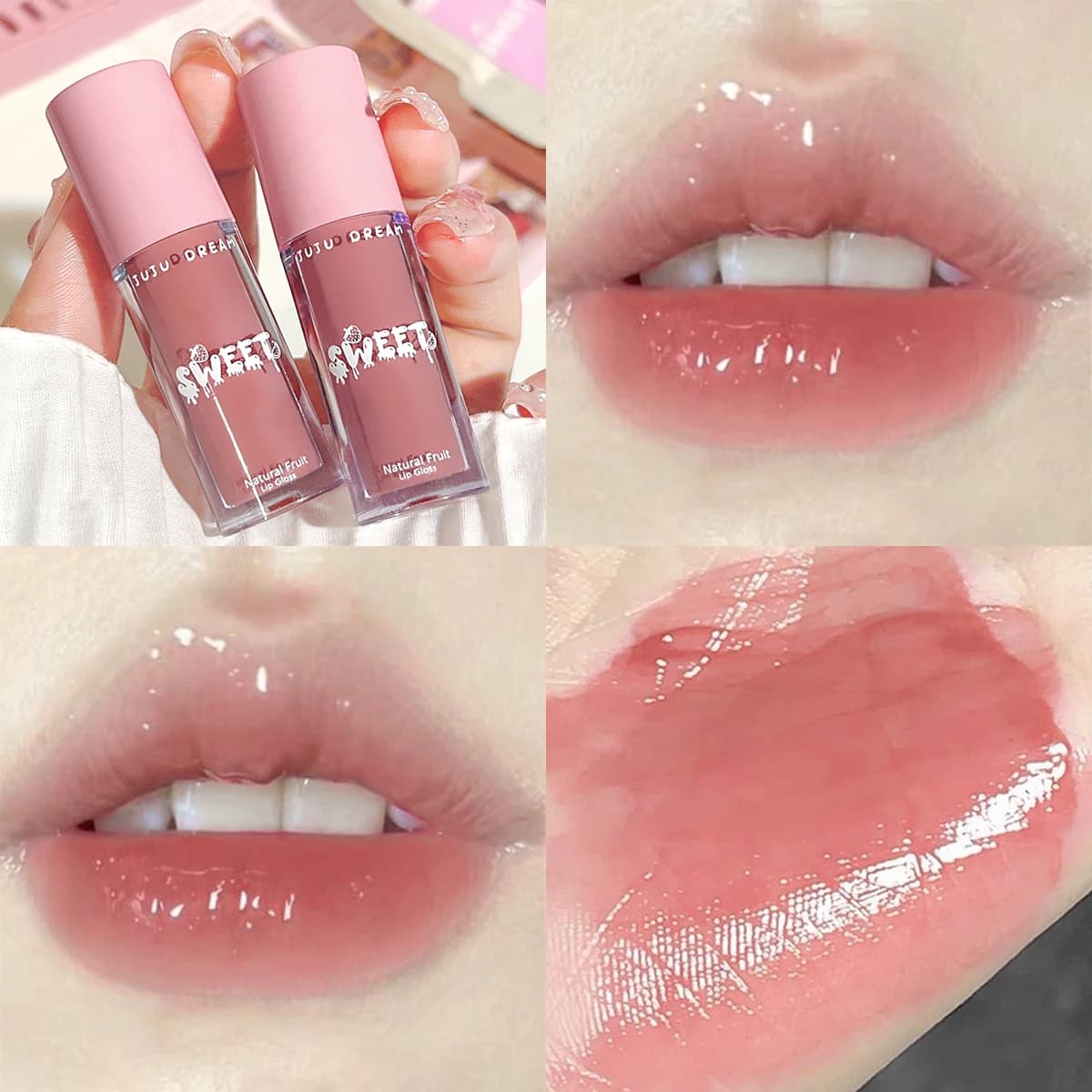 Glossy mirror lip gloss, nude lip gloss, moisturizing, brightening complexion, waterproof, long-lasting for a flawless finish