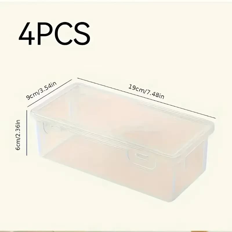 4 Large Transparent PP Storage Boxes with Lids, Used for Storing Office Supplies, Pencils, and Crafts