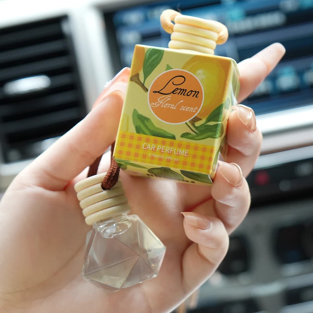 Car Air Freshener with Wooden Hanging Diffuser