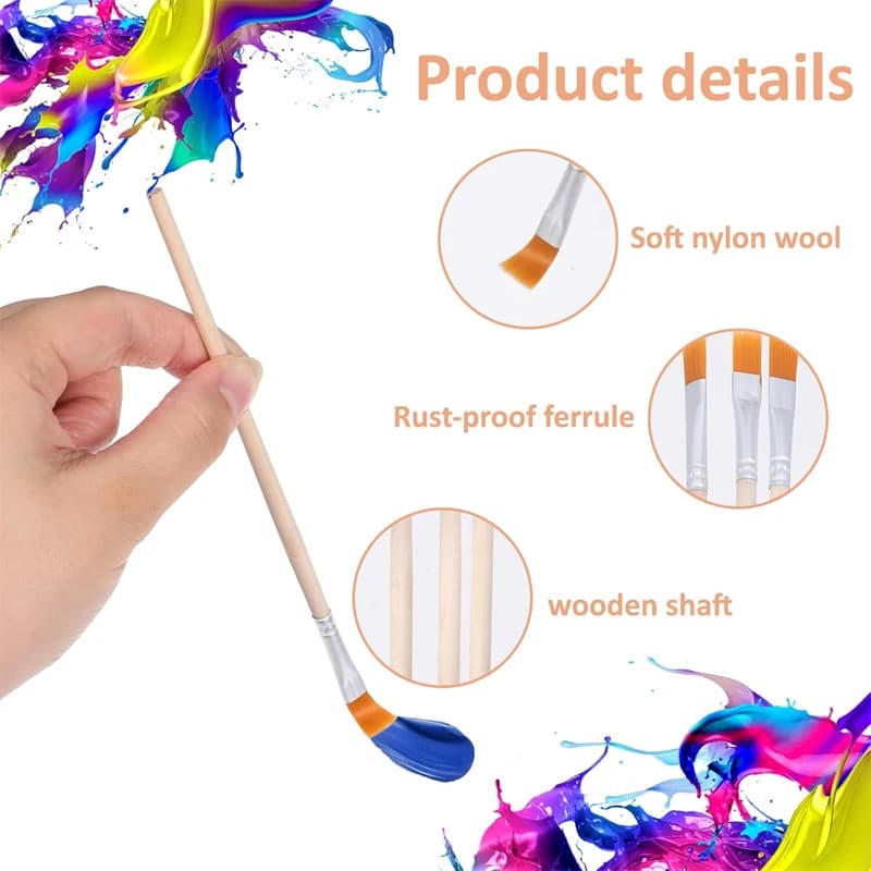 Paint Brush Bulk Set 40 Pcs Flat and Tip